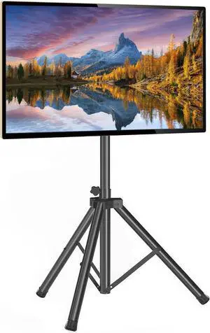 Portable TV Tripod Stand Tilt Mount for 32-70 inch LED LCD OLED Flat Screen TVs/Monitors, Height Adjustable Foldable Mount Stand, Black Floor Display Stand with Max VESA 600x400mm