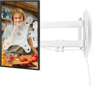 Wall Mount for Echo Show 21, Echo Show 15 Wall Mounting Bracket Swivel Rotation Extension Tilt for Alexa Show 21, Alexa Show 15, Max VESA 100x100mm Hold up to 33lbs, White