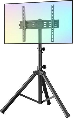 Tripod Portable Floor TV Stand, FORGING MOUNT Foldable Stand Height Adjustable for Portable Display Floor TV Stand 26-65" Flat Screen/Curved TVs, Holds Up to 77lbs