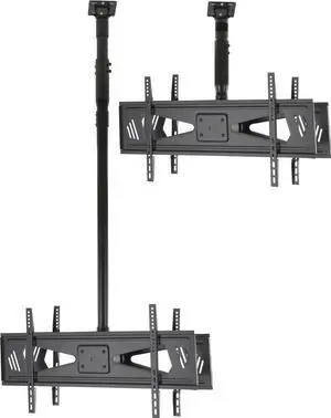 Displays 2go Dual Sided Ceiling TV Mount for 37" to 70" Flat Screen Monitors, Height Adjustable, Steel (Black)