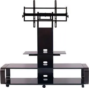 TransDeco TD685ES TV Stand with Mount & Wheel for 35-85 Inch TV, Espresso/Black