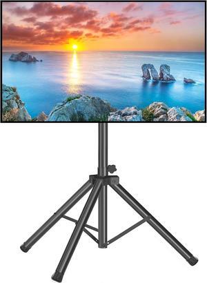 Rfiver Tripod TV Stand, Portable TV Stand Mount for 37-80 Inch LED LCD OLED Flat/Curved Screen TVs, Height Adjustable Display Floor TV Stand, Foldable MonitorTV Stand, Holds Up to 110lbs