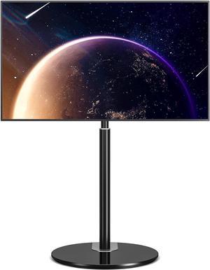 Rfiver Swivel Floor TV Stand with 90 Degree Swivel for 32-65 inch LCD LED TV, Modern Simple Design Black Corner TV Floor Stand with Round Glass Base, VESA 400x400 mm