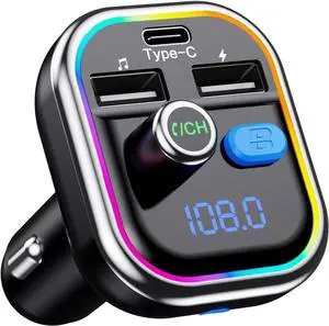Bluetooth Adapter for Car,FM Transmitter Wireless Radio Adapter Car Kit with PD 36W USB Charging Car Charger MP3 Player