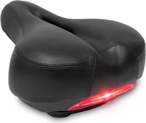 DRBIKE Wide Bike Seat with Taillight for Men Women, Comfortable Bicycle Saddle with Rear Light, Shock Absorbing, Waterproof Bike Saddle Replacement for Mountain, Road, Touring & Cruiser Bikes, Black DRBIKE Wide Bike Seat with Taillight for Men Women, Comfortable Bicycle Saddle with Rear Light, Shock Absorbing, Waterproof Bike Saddle Replacement for Mountain, Road, Touring & Cruiser Bikes, Black