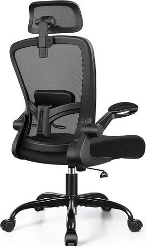 FelixKing Ergonomic Office Chair, Headrest Desk Chair with Adjustable Lumbar Support, Home Office Swivel Task Chair with High Back and Armrest, Adjustable Height Gaming Chair(Black)