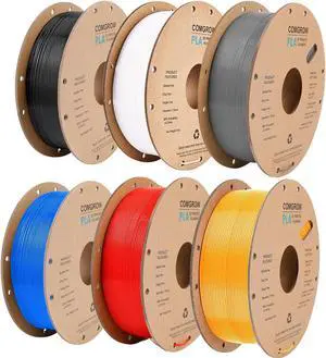 Comgrow 6KG PLA 3D Printer Filament, 3D Printer PLA Filament 1.75mm, Dimensional Accuracy +/- 0.02 mm, 1KG Spool PLA Black White Grey Red Blue Orange