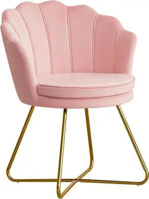 Furnimart Pink Vanity Chair with Back, Velvet Shell Accent Chairs for Living Room Bedroom, Criss Cross Chair with Gold Legs no Wheels, Seat for Make up Furnimart Pink Vanity Chair with Back, Velvet Shell Accent Chairs for Living Room Bedroom, Criss Cross Chair with Gold Legs no Wheels, Seat for Make up