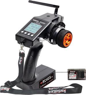 Radiolink RC4GS V3 5 Channels RC Transmitter and Receiver, 2.4GHz Surface Remote Controller R6FG Gyro RX Combo, 30 Models Storage for RC Crawler, Drifting, Bash, Buggy Cars and Boats