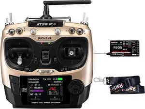 Radiolink AT9S Pro 10/12 Channels 2.4GHz RC Transmitter and Receiver R9DS Radio Remote Long Range Control for FPV Racing Drone/Quad/Airplane and More (Mode 2 Left Hand)