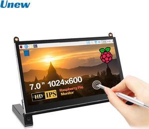 Unew Portable Monitor 7 inch Raspberry Pi 4 3 A+ Touchscreen 1024X600 IPS Display Speaker USB HDMI Computer Monitors Banana Pi No Shell Screen