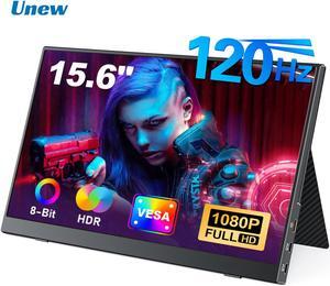 Unew 15.6 inch Portable Gaming Monitor 1920x1080 120Hz FHD IPS Screen High Refresh Monitor HDMI Type-C for Xbox Switch PS4/5 Laptop Second Display Smart Phone
