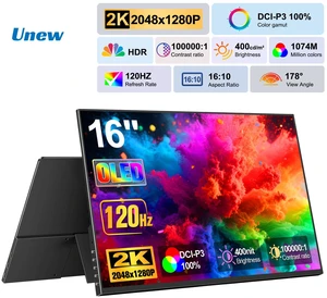 Unew 16 Inch OLED Portable Monitor 2K 2048x1280 120Hz 100% DCI-P3 400nit USB-C Mini HDMI Gaming Monitor External Second Screen for Laptop MacBook PC PS5 Xbox Switch CX160-C Unew 16 Inch OLED Portable Monitor 2K 2048x1280 120Hz 100% DCI-P3 400nit USB-C Mini HDMI Gaming Monitor External Second Screen for Laptop MacBook PC PS5 Xbox Switch CX160-C