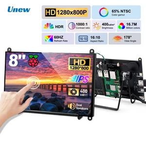Unew 8 Inch Raspberry Pi Touchscreen Monitor, HD 1280x800 IPS 10-Point Touch Screen, 400 Nits HDMI USB-C Small Portable Monitor with Dual Speakers for Raspberry Pi 5 4B 3B Windows Mac Linux PC Unew 8 Inch Raspberry Pi Touchscreen Monitor, HD 1280x800 IPS 10-Point Touch Screen, 400 Nits HDMI USB-C Small Portable Monitor with Dual Speakers for Raspberry Pi 5 4B 3B Windows Mac Linux PC
