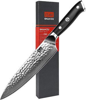 SHAN ZU Chef Knife, Damascus Steel Knife 8 Inch, Professional Chefs Knife Sharp High Carbon Steel Kitchen Utility Knives with Gift Box
