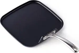 Cooks Standard Nonstick Square Griddle Pan 11 x 11-Inch, Hard Anodized Cookware Griddle Pan, Black