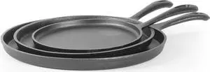 Commercial Chef Round Cast Iron Griddle Pan 3-Piece Set  8-inch, 10-inch, and 12-inch - Pre-seasoned Griddle Cast Iron Cookware