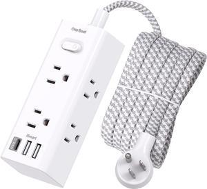 10 Ft Power Strip Surge Protector, Extension Cord with 6 Widely Outlets 3 USB Ports (1 USB C), 3-Side Outlet Extender Strip, Flat Plug, Wall Mount Small Power Strip for Travel Home Office College Dorm