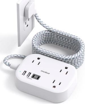 Cruise Ship Essentials, Travel Power Strip with USB C, Flat Plug Extension Cord 10 FT with 3 Outlets 4 USB Ports(2 USB C), Desk Wall Outlet Extender, Non Surge Protector for Cruise, Dorm Room, ETL