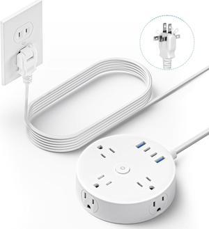 10FT 2 Prong Power Strip, Yozisital 2 Prong to 3 Prong Outlet Adapter, Flat Extension Cord, Surge Protector with Rotating Plug, 6 Outlets 4 USB(2 USB C), Wall Mount, Ideal for Non-Grounded Outlets