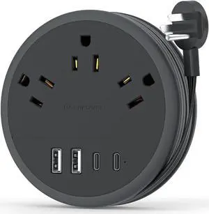 NTONPOWER Flat Plug Extension Cord, 2 USB C Travel Power Strip with 3 Outlets 4 USB Ports, 4ft Flat Extension Cord, Portable Power Strip Mountable for Travel Cruise Ship Essentials Home Black