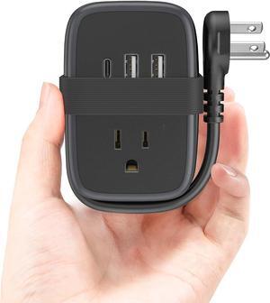 Travel Power Strip with USB C Port, NTONPOWER Small Power Strip with Flat Plug,Multi Plug Travel Extension Cord Portable Power Strip with 2 Outlets 3 USB (1 USB C), for Cruise Travel Home Essentials
