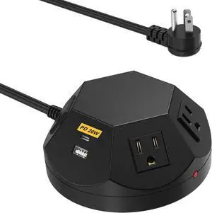 Power Strip Tower with PD 20W USB C Ports, Surge Protector with 4 Outlet and 4 USB Ports, 6.56 FT Extension Cord Power Tower Charging Station for Desk, Home Office, Living Room, Bedroom