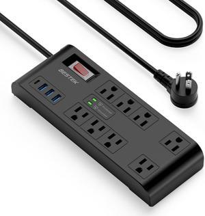 BESTEK 4,000 Joules Surge Protector with USB,6 Feet Extension Cord Power Strip with 8 AC Outlets 15A 1875W,5V 4.2A 4 USB Charging Ports Desktop Charging Station,Wide Spaced Outlet for Large Plug,Black