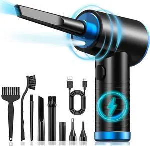 Cordless Compressed Air Duster - Rechargeable 7500mAh 91000RPM Compressed Air Blower with Led Light for Keyboard PC and Car Cleaning - Powerful Eco-Friendly Replacement for Canned Air Duster