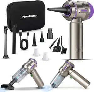 Air Duster for PC 200000RPM Compressed Air Mini Vacuum 2-in-1 Runtime Up to 35 mins Brushless Motor Electric Air Blower with 3 Gear and Rechargeable Battery - Canned Air-Keyboard Cleaner
