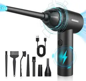 Compressed air Duster - 100000RPM Adjustable Electric Air Duster Rechargeable 8000mAh Cordless for Dust Off/Cleaning Computer Electronics/Inflating Pool Toys Replace Air Can/Pump