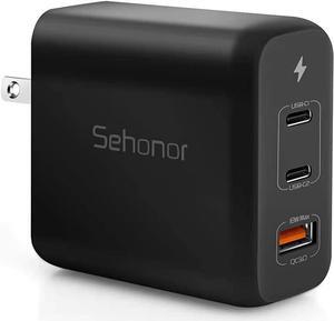 USB C Charger 65W PD 3.0 GaN USB-C Fast Charger,2×65W Ports Laptop Charger USB C3-Port(1USB-A+2USB-C) Fast Charger Block, Compatible with Mac Book Pro/Air M1 M2 M3 M4,iPad Pro/Air, and All USB C