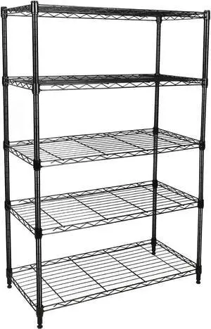 Simple Deluxe Heavy Duty 5-Shelf Storage Shelving Unit, 1250lbs Loading Capacity, 29.92" D x 13.98" W x 61.09" H, Black Simple Deluxe Heavy Duty 5-Shelf Storage Shelving Unit, 1250lbs Loading Capacity, 29.92" D x 13.98" W x 61.09" H, Black