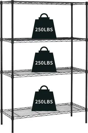 HCY 4-Tier Wire Shelving Unit Storage Shelves Shelf Organizer 54"x36"x14" Heavy Duty Metal Storage Rack NSF Height Adjustable for Laundry Bathroom Kitchen Garage Pantry Organization(Black) HCY 4-Tier Wire Shelving Unit Storage Shelves Shelf Organizer 54"x36"x14" Heavy Duty Metal Storage Rack NSF Height Adjustable for Laundry Bathroom Kitchen Garage Pantry Organization(Black)