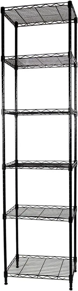 SUNLPH 6-Tier Wire Shelving Adjustable Shelves Unit Metal Storage Rack for Laundry Bathroom Kitchen Pantry Closet Organization (Black, 16.6" L x 11.4" W x 64.6" H) SUNLPH 6-Tier Wire Shelving Adjustable Shelves Unit Metal Storage Rack for Laundry Bathroom Kitchen Pantry Closet Organization (Black, 16.6" L x 11.4" W x 64.6" H)