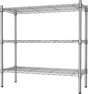 Auslar 3-Tier Heavy Duty Wire Shelving, Adjustable Storage Rack, Chrome Auslar 3-Tier Heavy Duty Wire Shelving, Adjustable Storage Rack, Chrome