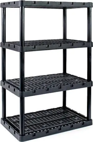 Gracious Living XL Heavy-Duty Storage Shelves, Knect-A-Shelf 4-Shelf Ventilated Storage Shelving Rack for Home Organization, Black Gracious Living XL Heavy-Duty Storage Shelves, Knect-A-Shelf 4-Shelf Ventilated Storage Shelving Rack for Home Organization, Black