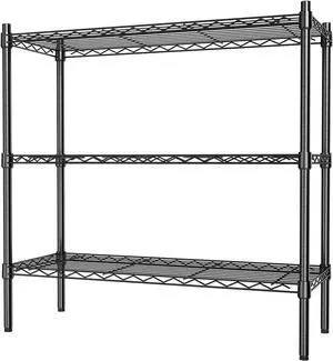 Auslar 3-Tier Heavy Duty Wire Shelving Adjustable Metal Storage Rack Black Auslar 3-Tier Heavy Duty Wire Shelving Adjustable Metal Storage Rack Black