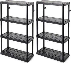 Gracious Living 2 Pack Storage Rack, 4 Shelf Fixed Height Medium Duty Unit, Black Gracious Living 2 Pack Storage Rack, 4 Shelf Fixed Height Medium Duty Unit, Black