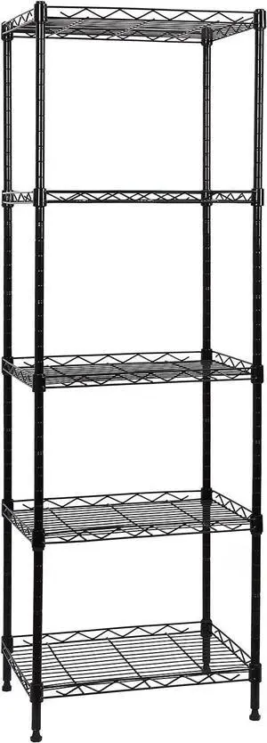 SUNLPH 5-Tier Wire Shelving Adjustable Shelves Unit Metal Storage Rack for Laundry Bathroom Kitchen Pantry Closet Organization (Black, 16.6" L x 11.4" W x 49.1" H) SUNLPH 5-Tier Wire Shelving Adjustable Shelves Unit Metal Storage Rack for Laundry Bathroom Kitchen Pantry Closet Organization (Black, 16.6" L x 11.4" W x 49.1" H)