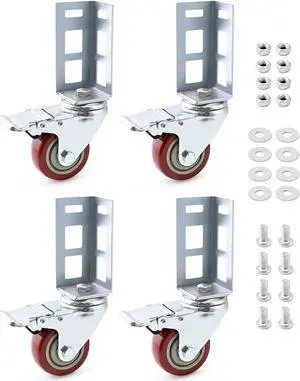 QWORK 3" Caster Wheels for Boltless Shelving 500 lb Load Capacity, 4 Pack Storage Shelf Accessories for Garage, Storage, Workshop, 8-11/16" Total Height, 2-1/16" Side Length QWORK 3" Caster Wheels for Boltless Shelving 500 lb Load Capacity, 4 Pack Storage Shelf Accessories for Garage, Storage, Workshop, 8-11/16" Total Height, 2-1/16" Side Length