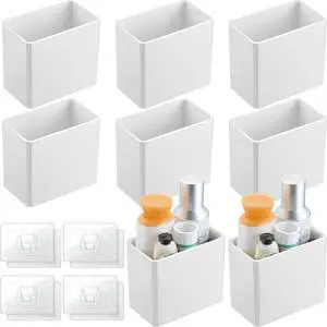 Suclain 8 Pcs Wall Mounted Organizer Floating Shelf Wall Bin, White Suclain 8 Pcs Wall Mounted Organizer Floating Shelf Wall Bin, White
