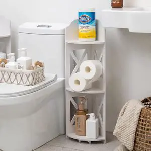 TuoxinEM Corner Shelves for Bathroom Storage, Waterproof Toilet Paper Holder Stand, White TuoxinEM Corner Shelves for Bathroom Storage, Waterproof Toilet Paper Holder Stand, White