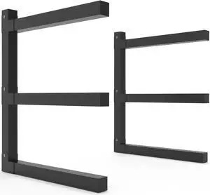 Lumber Storage Metal Rack, 3-Level Wall-Mounted Organizer and Wood Rack, Indoor & Outdoor Storage Solution for Workshop or Garage - 1 Pack Lumber Storage Metal Rack, 3-Level Wall-Mounted Organizer and Wood Rack, Indoor & Outdoor Storage Solution for Workshop or Garage - 1 Pack