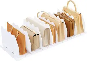 SPACEKEEPER Shelf Divider for Closet, Adjustable Purse Organizers, White SPACEKEEPER Shelf Divider for Closet, Adjustable Purse Organizers, White