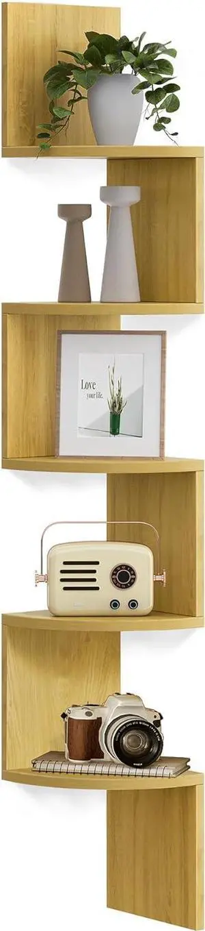 VASAGLE Corner Shelf Wall Mount, 5-Tier Floating Corner Bookshelf VASAGLE Corner Shelf Wall Mount, 5-Tier Floating Corner Bookshelf