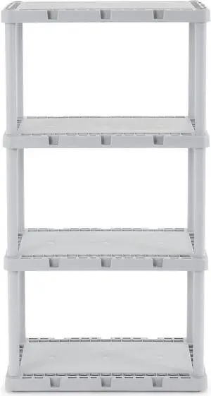 Gracious Living 4 Shelf Knect-A-Shelf Ventilated Light Duty Storage Unit Organizer System for Home, Garage, Basement, and Laundry, Gray. Gracious Living 4 Shelf Knect-A-Shelf Ventilated Light Duty Storage Unit Organizer System for Home, Garage, Basement, and Laundry, Gray.