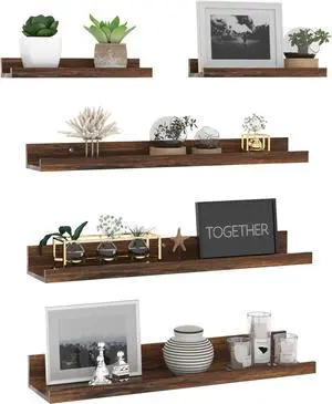 Giftgarden 24 Inch Wall Mounted Floating Shelves Set of 5, Rustic Wood Wall Shelves for Bathroom, Bedroom, Kitchen, Living Room Storage and Decoration, Brown Picture Ledge Giftgarden 24 Inch Wall Mounted Floating Shelves Set of 5, Rustic Wood Wall Shelves for Bathroom, Bedroom, Kitchen, Living Room Storage and Decoration, Brown Picture Ledge