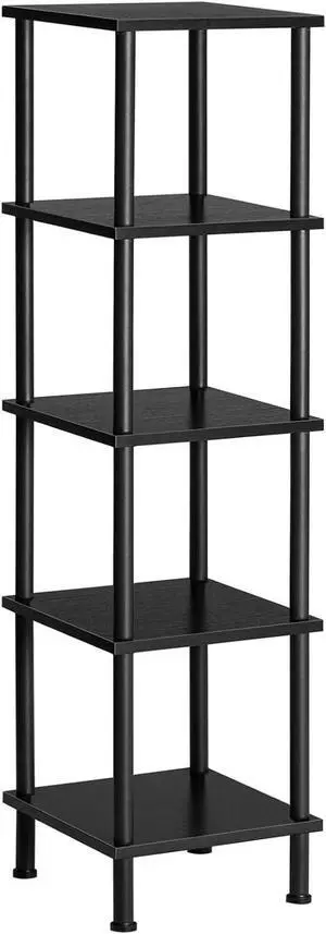 HOOBRO 5-Tier Corner Shelf Stand, Corner Square Rack Display Shelf, Tall Storage Rack Plant Stand, Corner Bookcase for Small Spaces, Living Room, Home Office, Kitchen, Black BK50CJ01 HOOBRO 5-Tier Corner Shelf Stand, Corner Square Rack Display Shelf, Tall Storage Rack Plant Stand, Corner Bookcase for Small Spaces, Living Room, Home Office, Kitchen, Black BK50CJ01