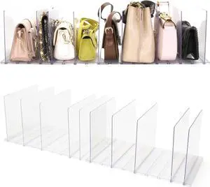 Purse Organizer for Closet, Clear Acrylic Handbag Storage Organizer, Adjustable Shelf Divider for Closet Organization, Detachable Clutch Bag Separators Dividers Rack for Bedroom Bathroom Office Purse Organizer for Closet, Clear Acrylic Handbag Storage Organizer, Adjustable Shelf Divider for Closet Organization, Detachable Clutch Bag Separators Dividers Rack for Bedroom Bathroom Office